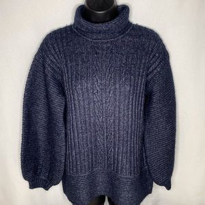 Toccin Sonia Blue Long Blouson Sleeve Cozy Sweater